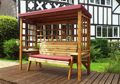 Wentworth Garden Arbour by Charles Taylor - 3 Seats Burgundy Cushions