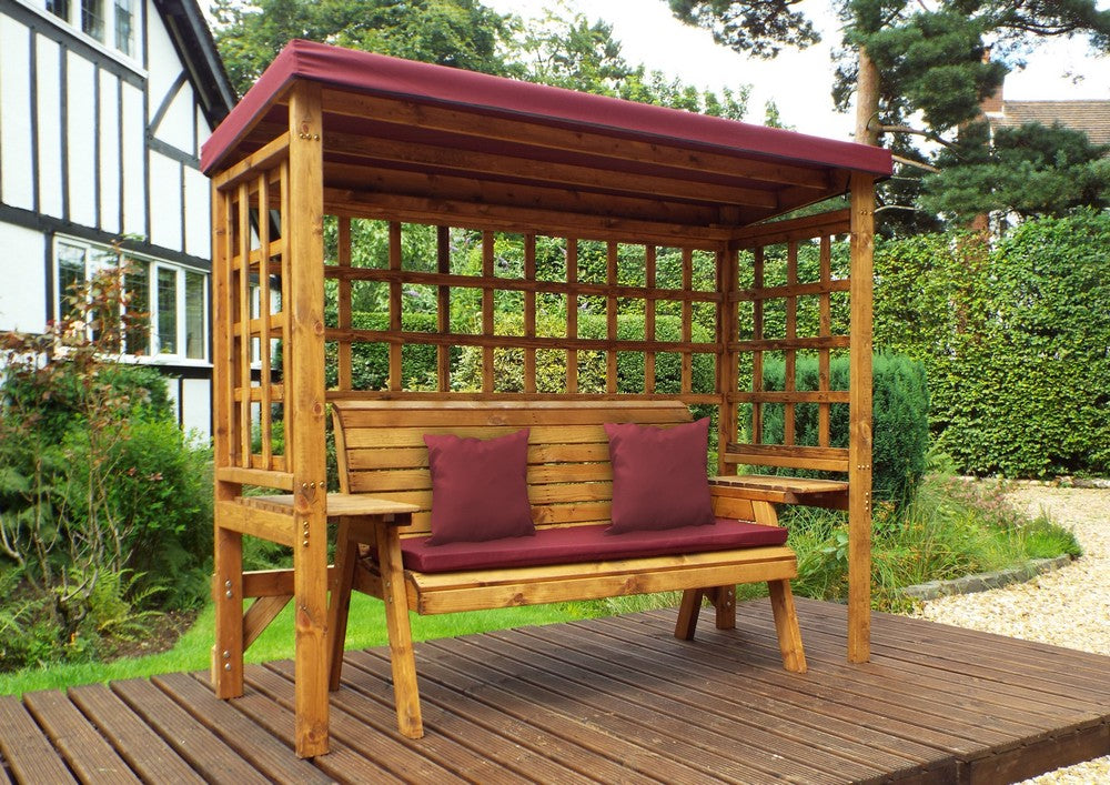 Wentworth Garden Arbour by Charles Taylor - 3 Seats Burgundy Cushions