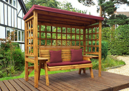 Wentworth Garden Arbour by Charles Taylor - 3 Seats Burgundy Cushions