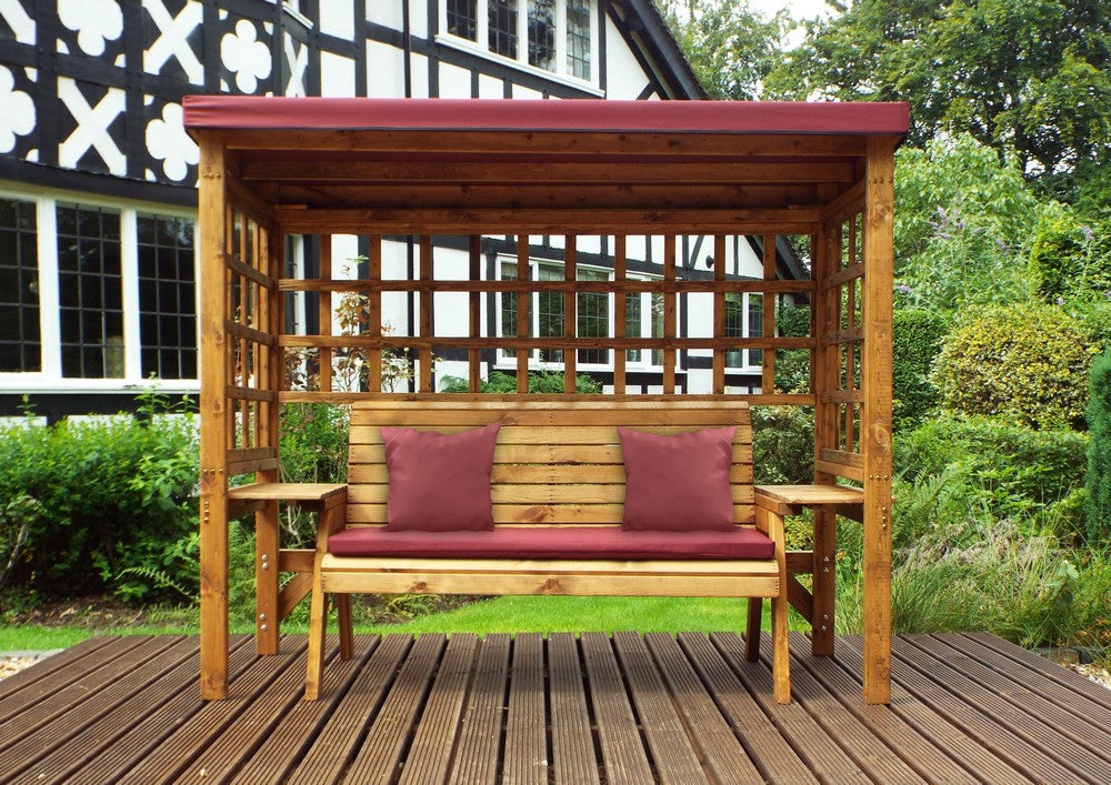 Wentworth Garden Arbour by Charles Taylor - 3 Seats Burgundy Cushions