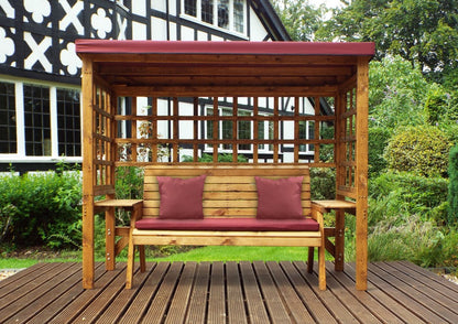 Wentworth Garden Arbour by Charles Taylor - 3 Seats Burgundy Cushions