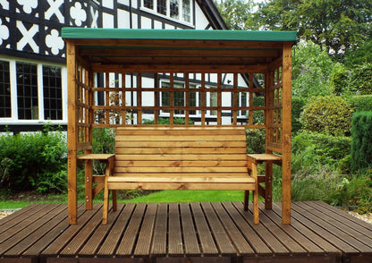 Wentworth Garden Arbour by Charles Taylor - 3 Seats Green Cushions