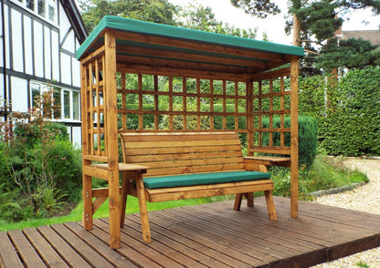 Wentworth Garden Arbour by Charles Taylor - 3 Seats Green Cushions