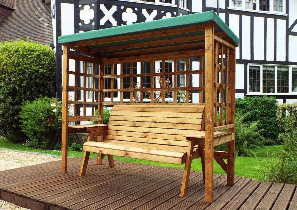 Wentworth Garden Arbour by Charles Taylor - 3 Seats Green Cushions