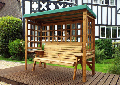 Wentworth Garden Arbour by Charles Taylor - 3 Seats Green Cushions