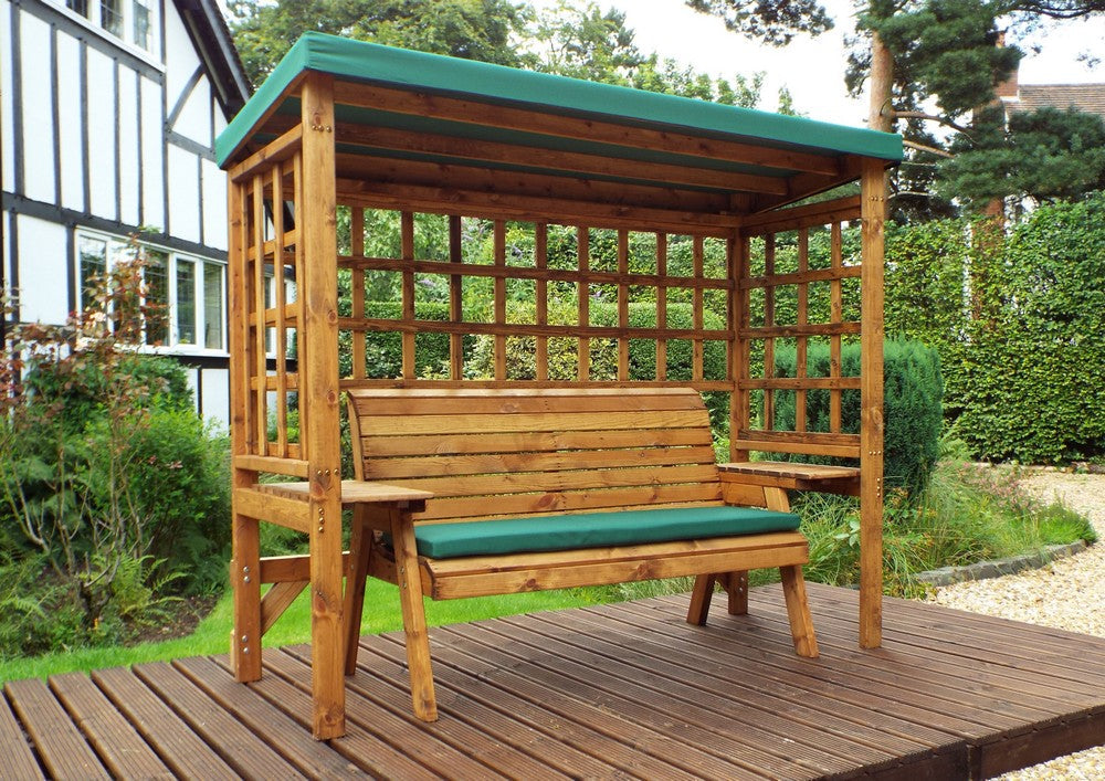 Wentworth Garden Arbour by Charles Taylor - 3 Seats Green Cushions