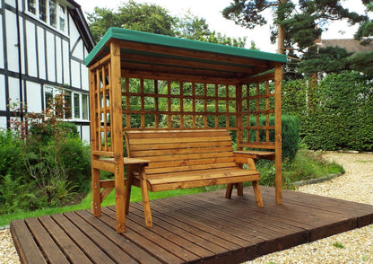 Wentworth Garden Arbour by Charles Taylor - 3 Seats Green Cushions
