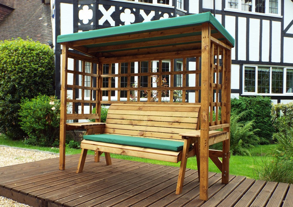 Wentworth Garden Arbour by Charles Taylor - 3 Seats Green Cushions
