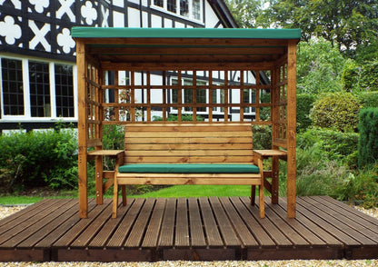 Wentworth Garden Arbour by Charles Taylor - 3 Seats Green Cushions