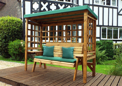Wentworth Garden Arbour by Charles Taylor - 3 Seats Green Cushions