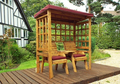 Henley Garden Tete a Tete by Charles Taylor - 2 Seats burgundy Cushions