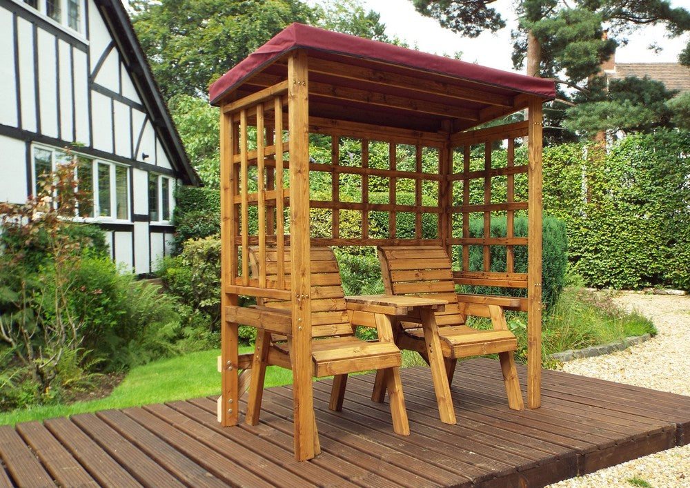 Henley Garden Tete a Tete by Charles Taylor - 2 Seats burgundy Cushions