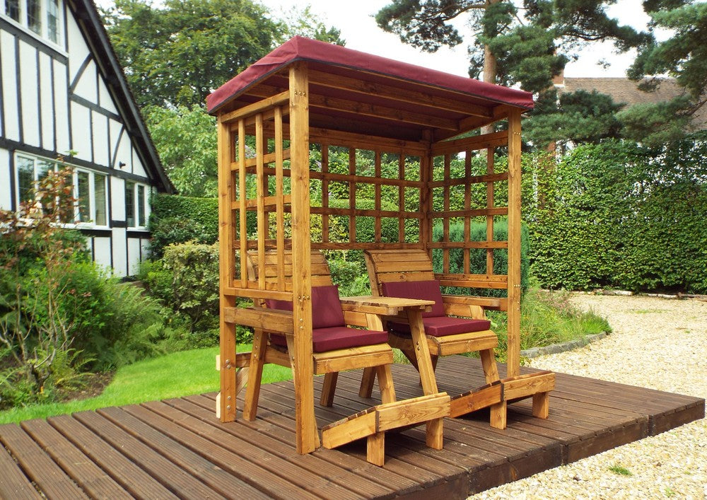 Henley Garden Tete a Tete by Charles Taylor - 2 Seats burgundy Cushions