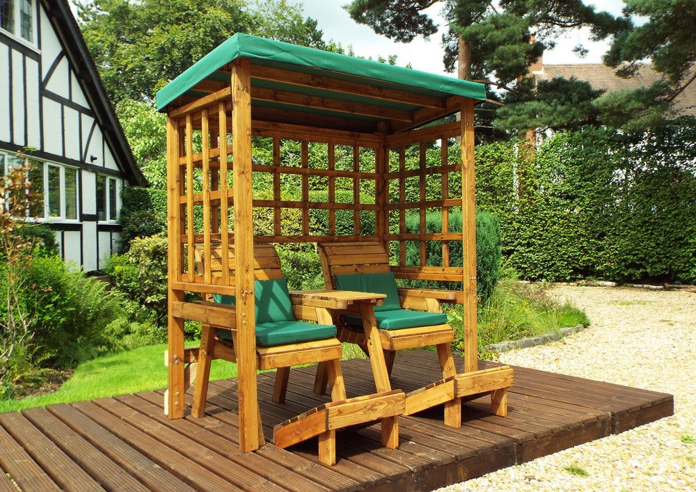 Henley Garden Tete a Tete by Charles Taylor - 2 Seats Green Cushions