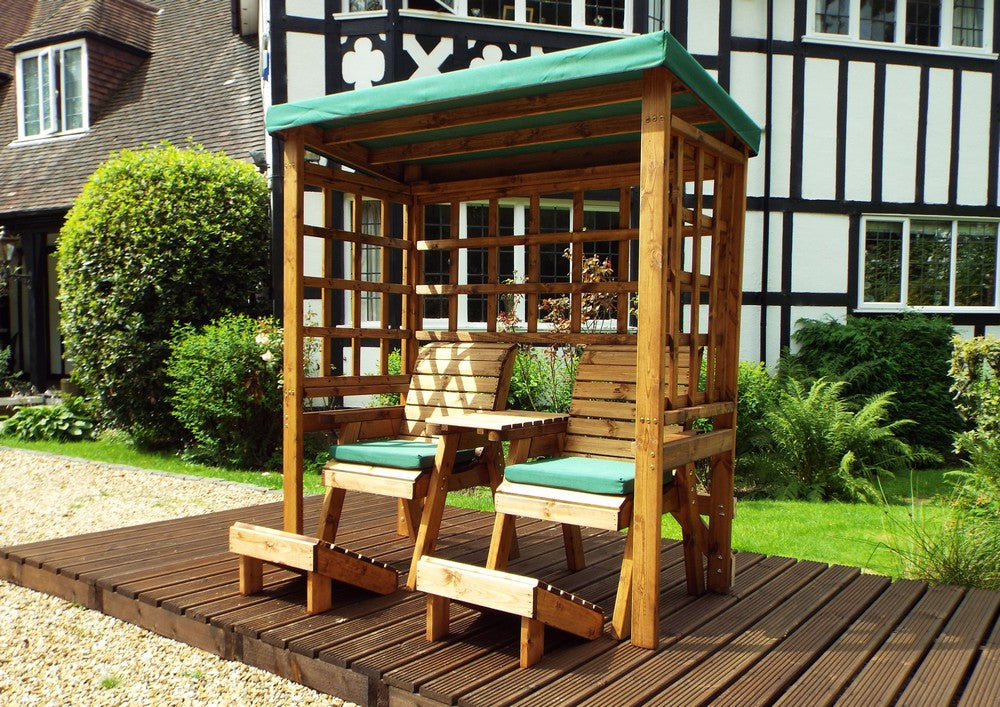 Henley Garden Tete a Tete by Charles Taylor - 2 Seats Green Cushions