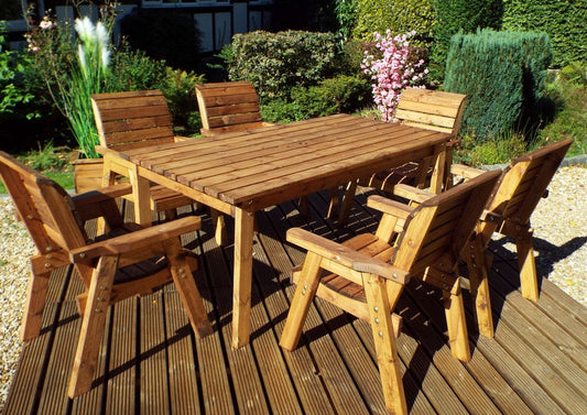 Charles Taylor 6 Seat Rectangular Table Chairs Scandinavian Redwood Garden Furniture