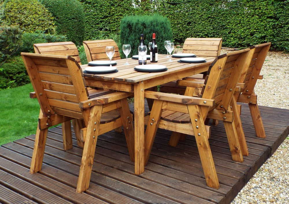 Charles Taylor 6 Seat Rectangular Table Chairs Scandinavian Redwood Garden Furniture