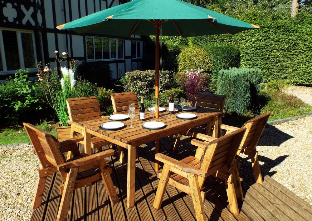 Charles Taylor 6 Seat Rectangular Table Chairs Scandinavian Redwood Garden Furniture