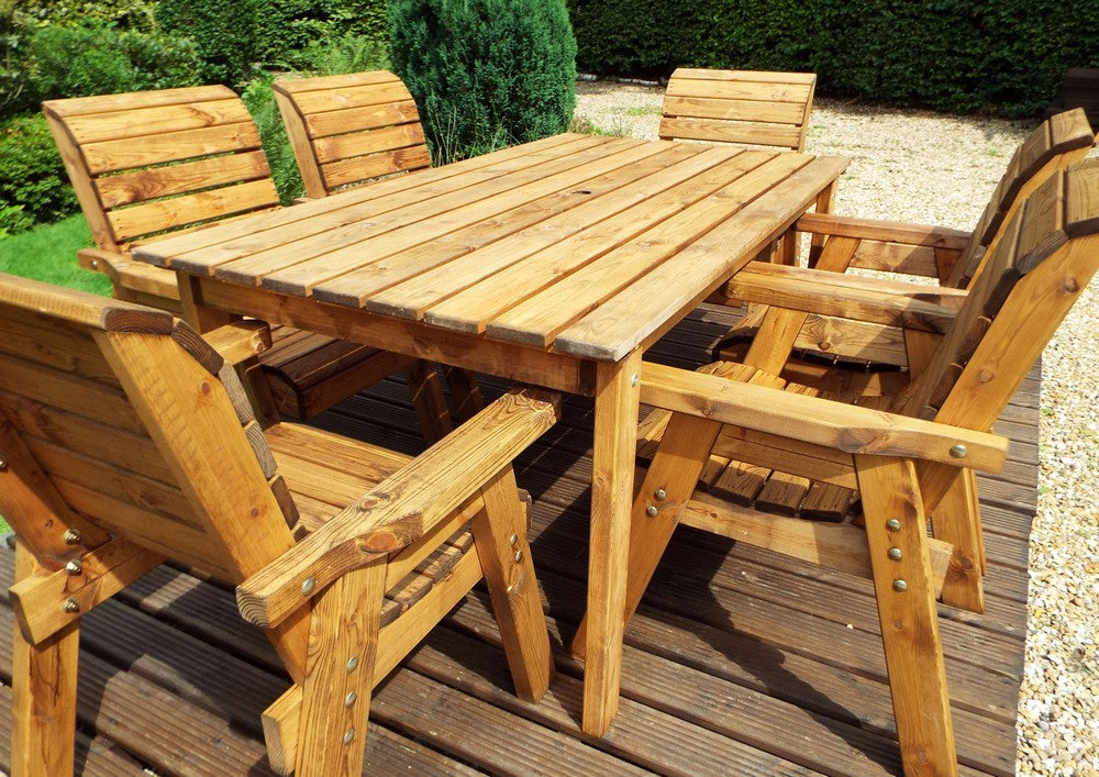 Charles Taylor 6 Seat Rectangular Table Chairs Scandinavian Redwood Garden Furniture