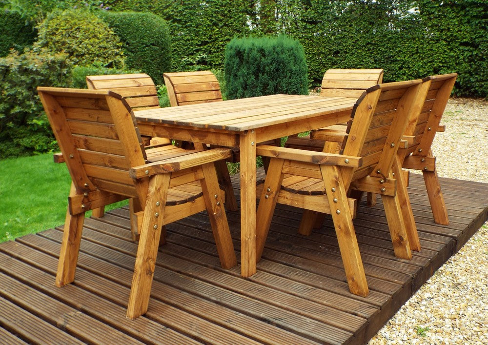 Charles Taylor 6 Seat Rectangular Table Chairs Scandinavian Redwood Garden Furniture