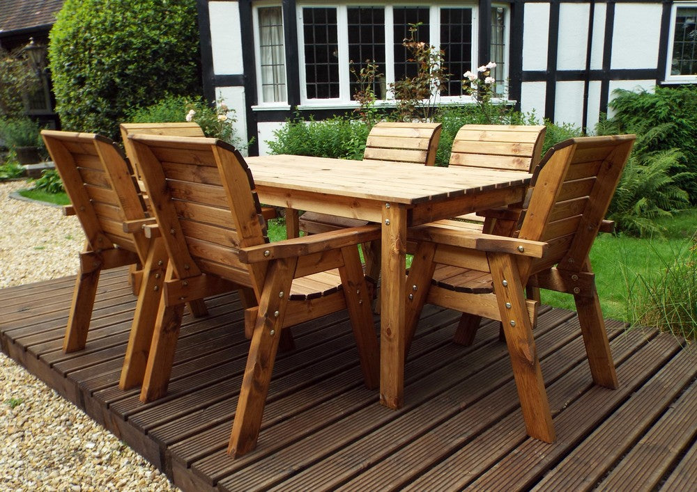 Charles Taylor 6 Seat Rectangular Table Chairs Scandinavian Redwood Garden Furniture