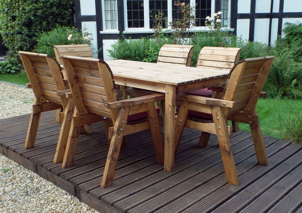Charles Taylor 6 Seat Rectangular Table Chairs Scandinavian Redwood Garden Furniture