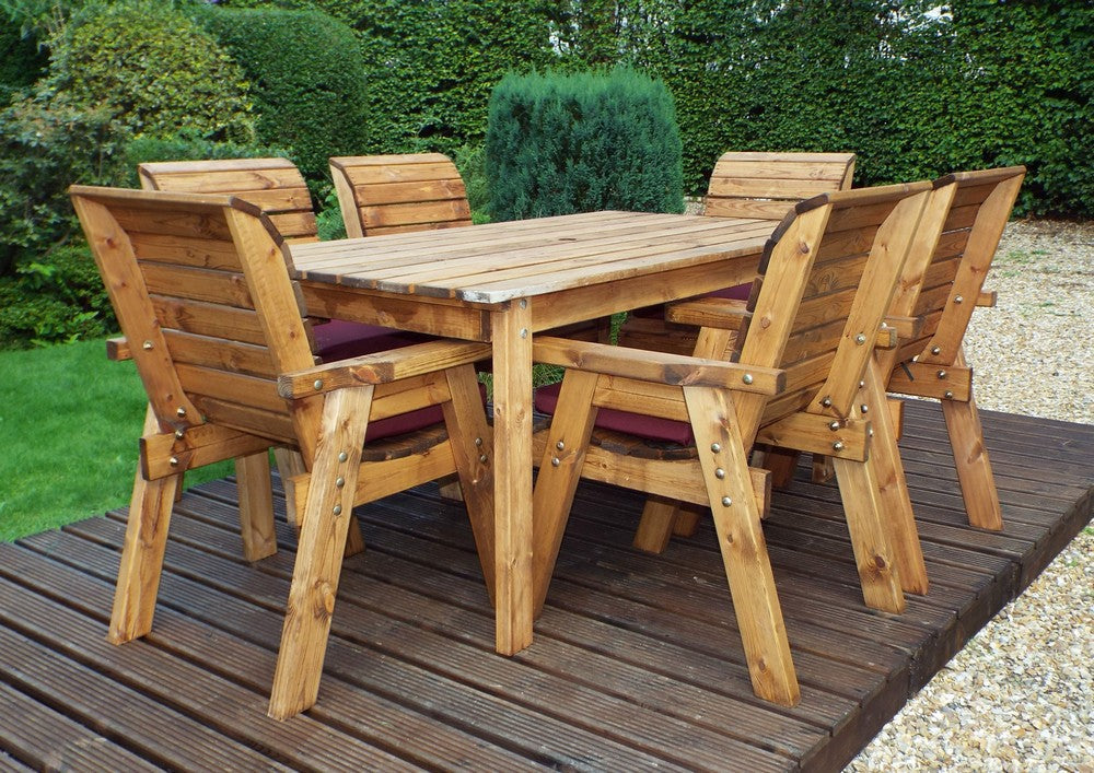 Charles Taylor 6 Seat Rectangular Table Chairs Scandinavian Redwood Garden Furniture