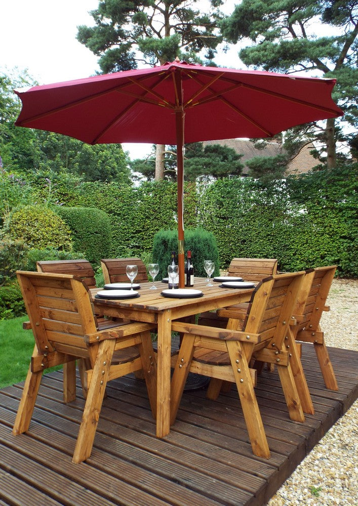 Charles Taylor 6 Seat Rectangular Table Chairs Scandinavian Redwood Garden Furniture