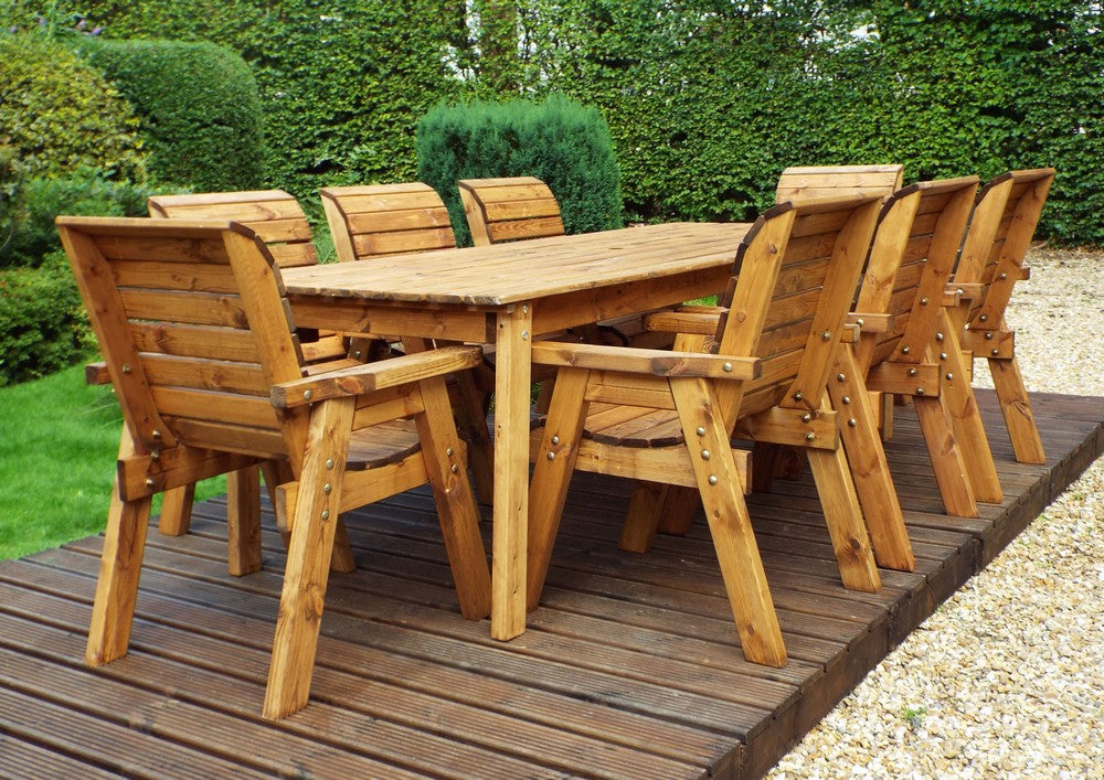 Charles Taylor 8 Seat Rectangular Table Chairs Scandinavian Redwood Garden Furniture