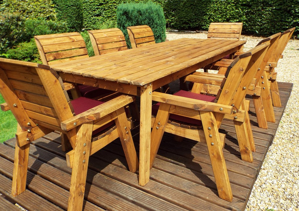 Charles Taylor 8 Seat Rectangular Table Chairs Scandinavian Redwood Garden Furniture