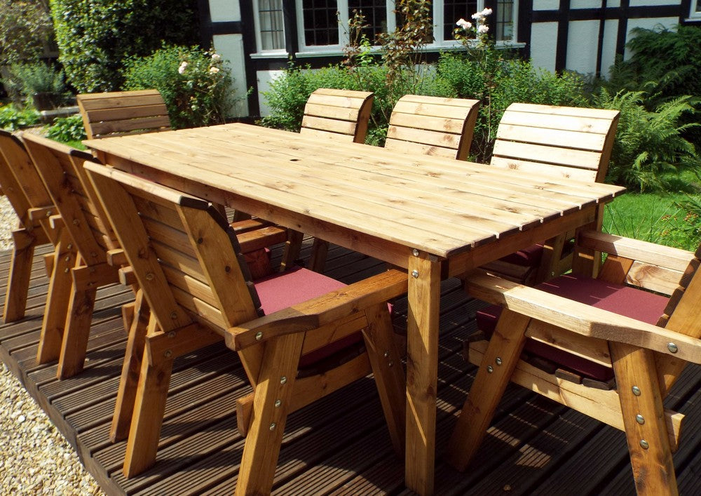 Charles Taylor 8 Seat Rectangular Table Chairs Scandinavian Redwood Garden Furniture