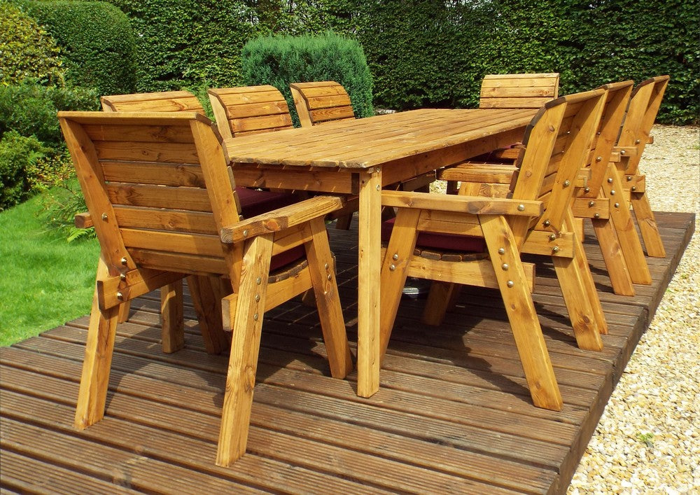 Charles Taylor 8 Seat Rectangular Table Chairs Scandinavian Redwood Garden Furniture