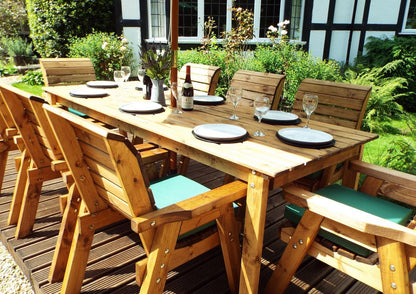 Charles Taylor 8 Seat Rectangular Table Chairs Scandinavian Redwood Garden Furniture