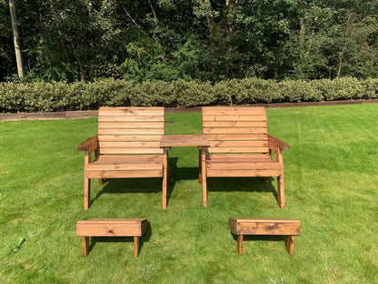 Scandinavian Redwood Garden Tete a Tete & Footstool by Charles Taylor - 2 Seat