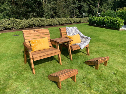 Scandinavian Redwood Garden Tete a Tete & Footstool by Charles Taylor - 2 Seat