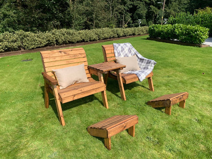 Scandinavian Redwood Garden Tete a Tete & Footstool by Charles Taylor - 2 Seat