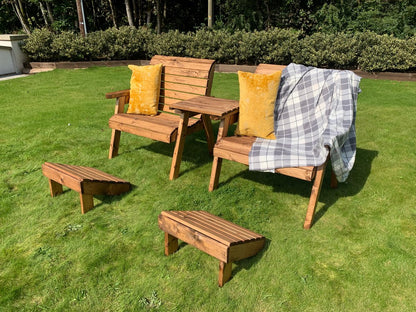 Scandinavian Redwood Garden Tete a Tete & Footstool by Charles Taylor - 2 Seat