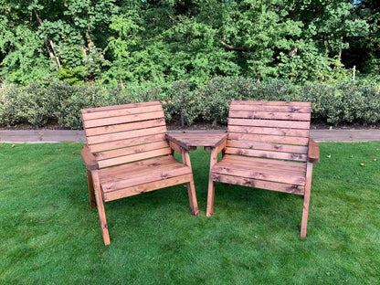Scandinavian Redwood Garden Tete a Tete & Footstool by Charles Taylor - 2 Seat