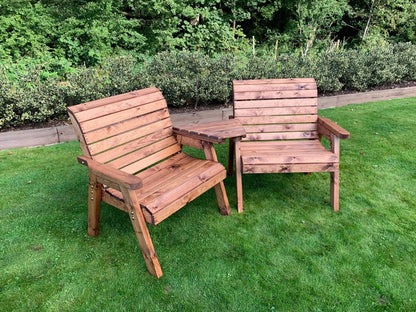 Scandinavian Redwood Garden Tete a Tete & Footstool by Charles Taylor - 2 Seat