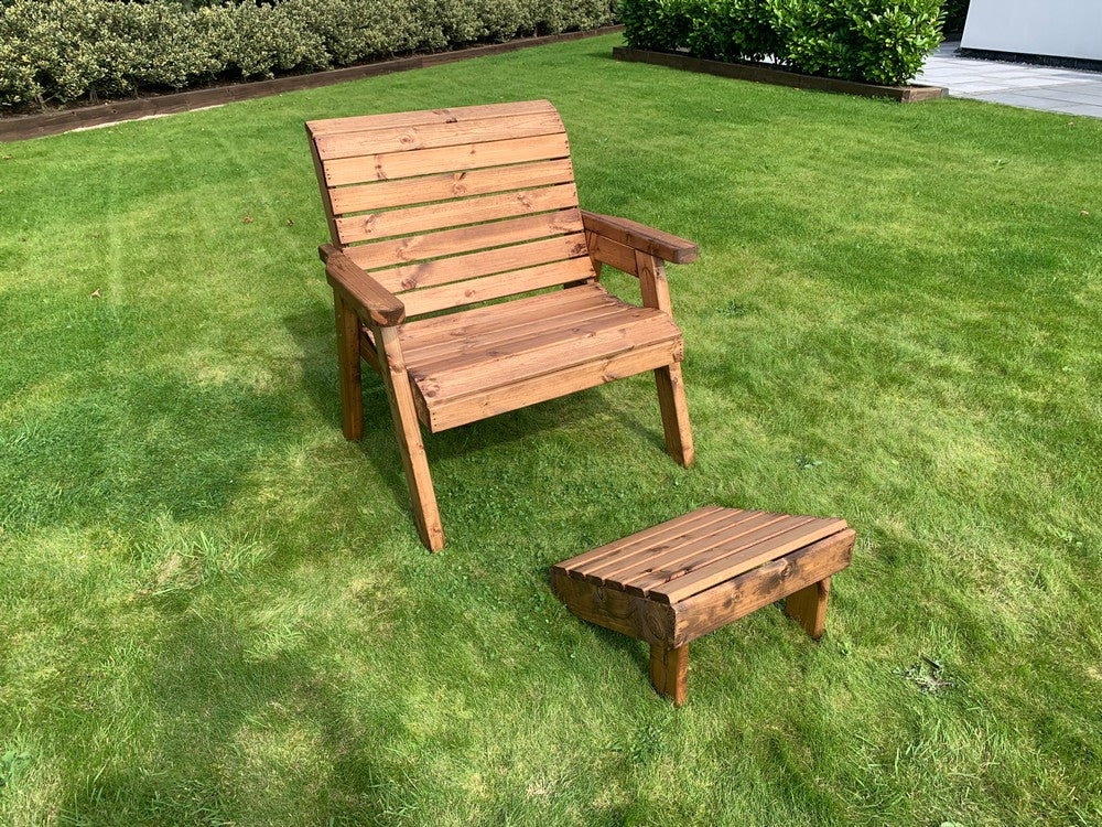 Scandinavian Redwood Garden Relaxer Chair & Footstool Set by Charles Taylor