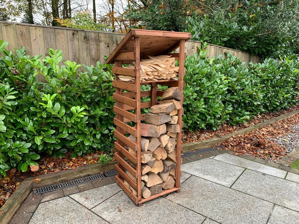 Scandinavian Redwood Garden Log Store by Charles Taylor
