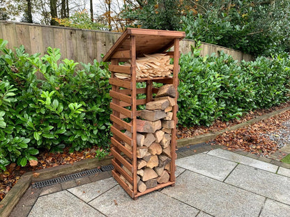 Scandinavian Redwood Garden Log Store by Charles Taylor