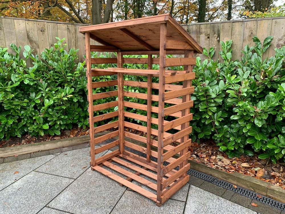 Scandinavian Redwood Garden Log Store by Charles Taylor
