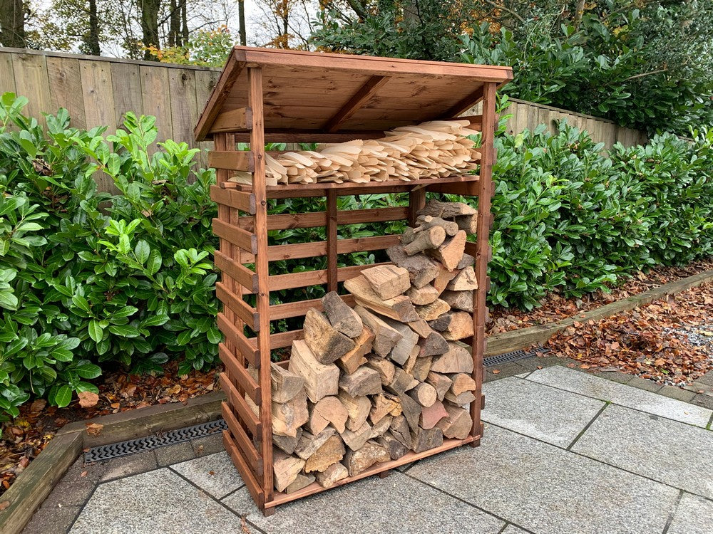 Scandinavian Redwood Garden Log Store by Charles Taylor