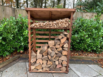 Scandinavian Redwood Garden Log Store by Charles Taylor