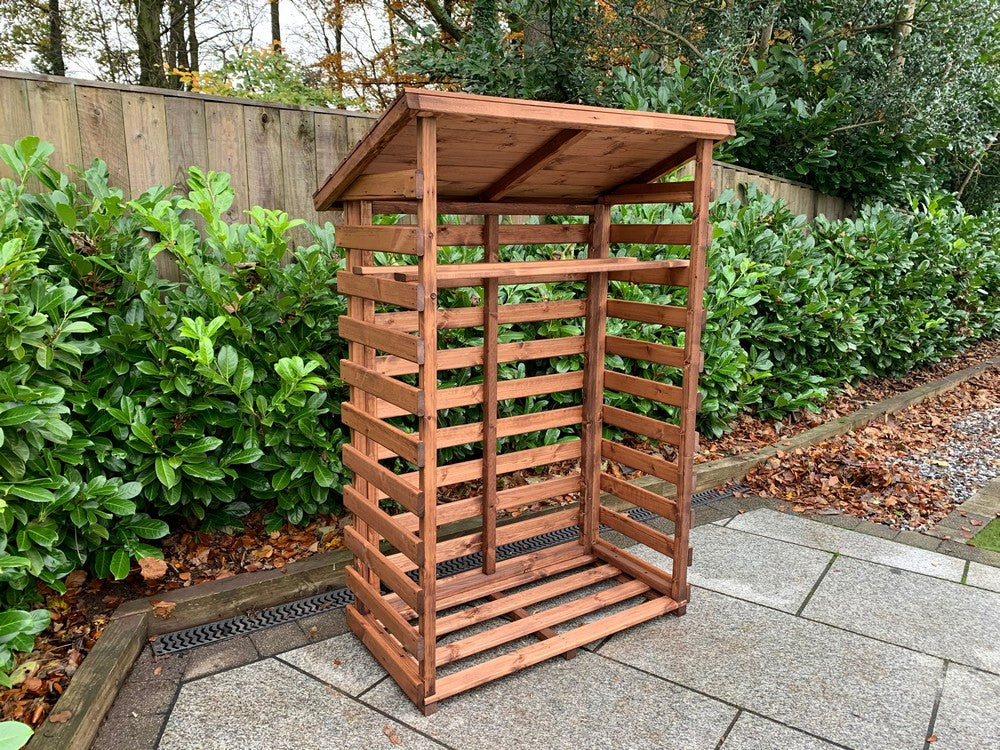Scandinavian Redwood Garden Log Store by Charles Taylor