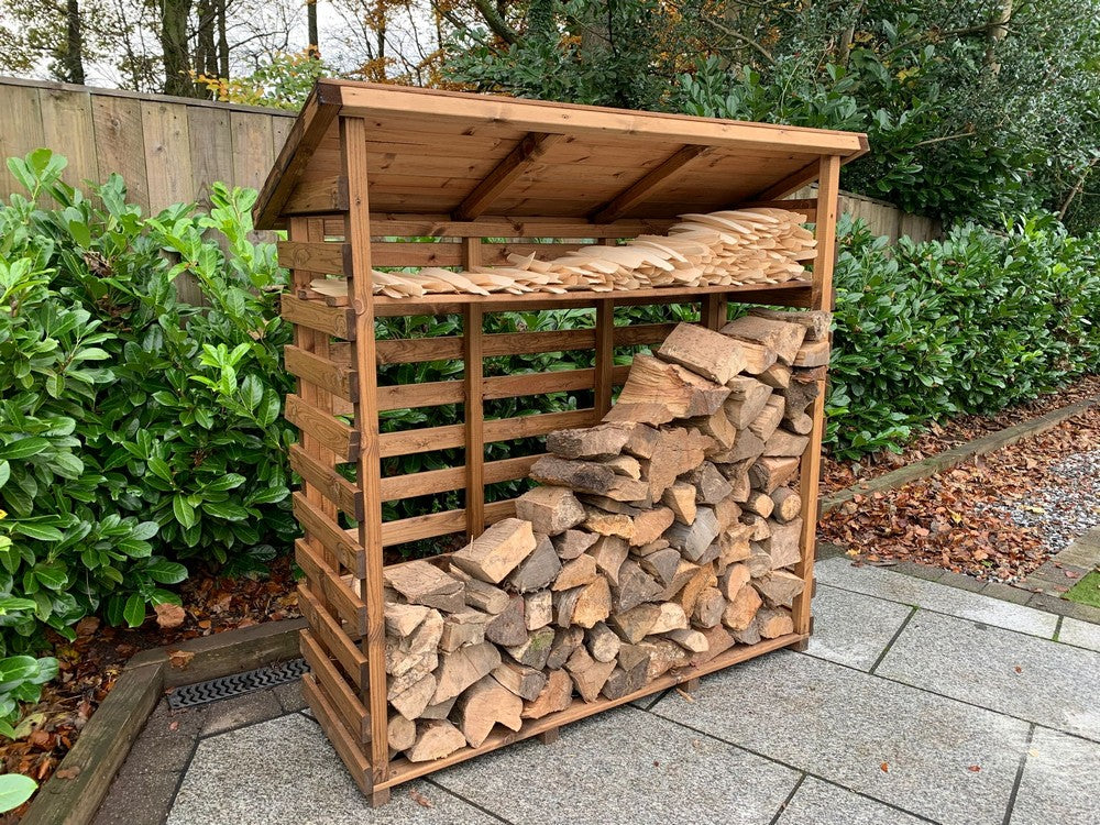 Scandinavian Redwood Garden Log Store by Charles Taylor