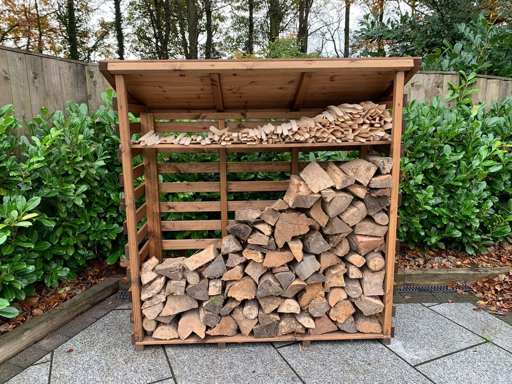 Scandinavian Redwood Garden Log Store by Charles Taylor
