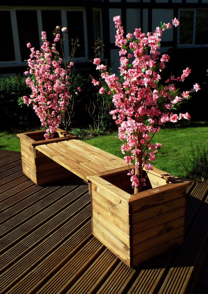 Scandinavian Redwood Garden Planter Bench by Charles Taylor - 2 Seats