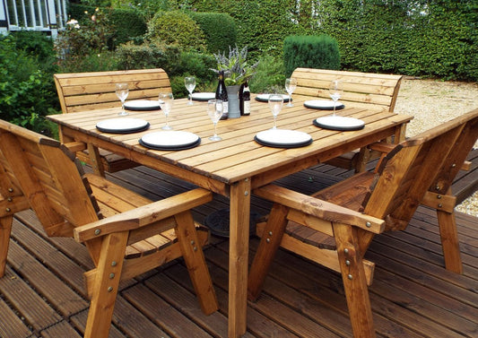 Charles Taylor 8 Seat Deluxe Scandinavian Redwood Square Bench Garden Furniture